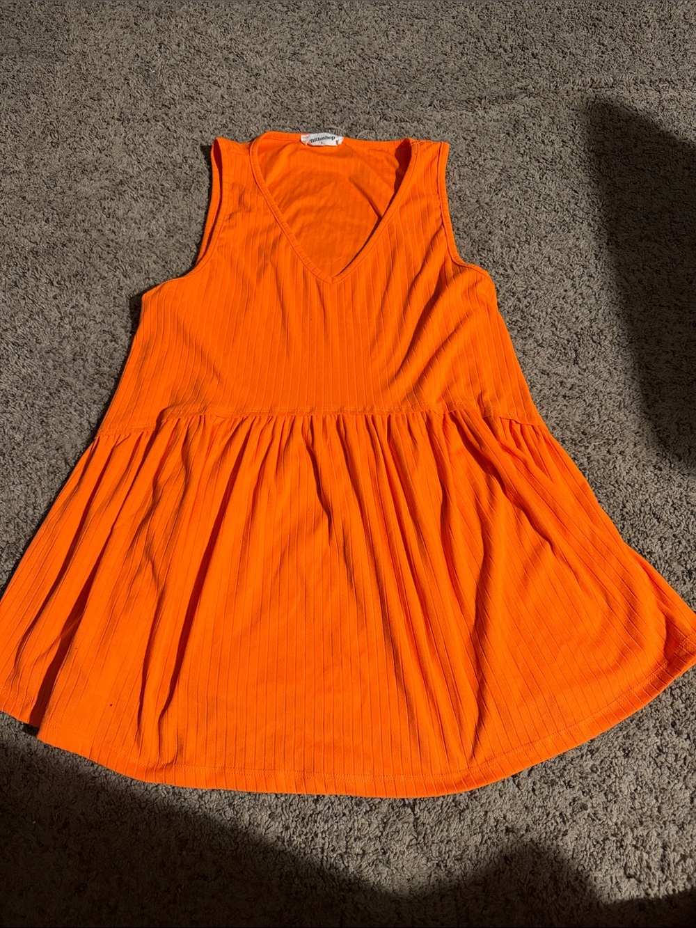 mittoshop Bright Orange V-Neck Tank Top